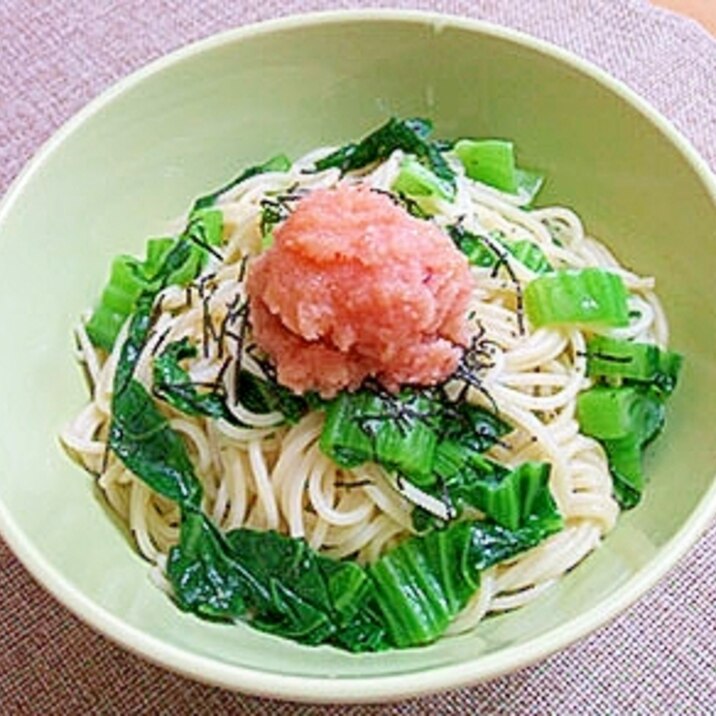 青高菜と明太子のパスタ